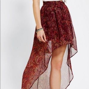 Anthropologie Bohemian Floral Print High Low Skirt